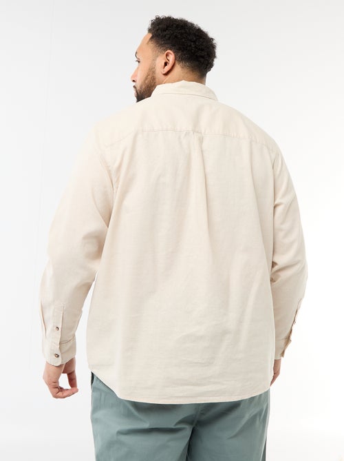Chemise en lin mélangé unie - Kiabi