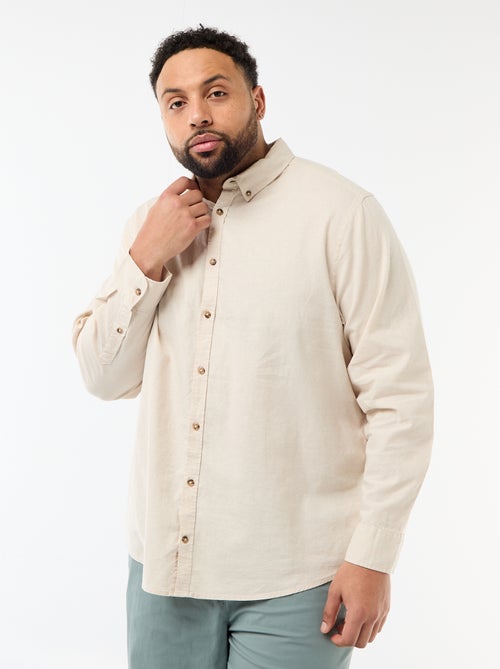 Chemise en lin mélangé unie - Kiabi