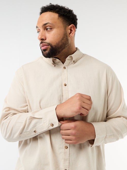 Chemise en lin mélangé unie - Kiabi