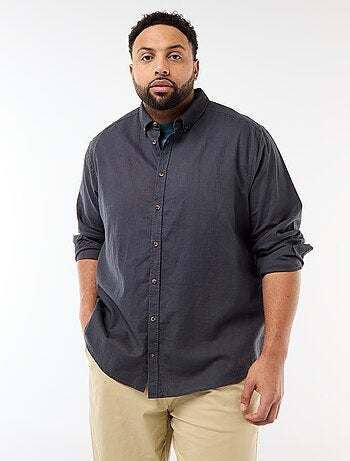 Chemise en lin mélangé unie