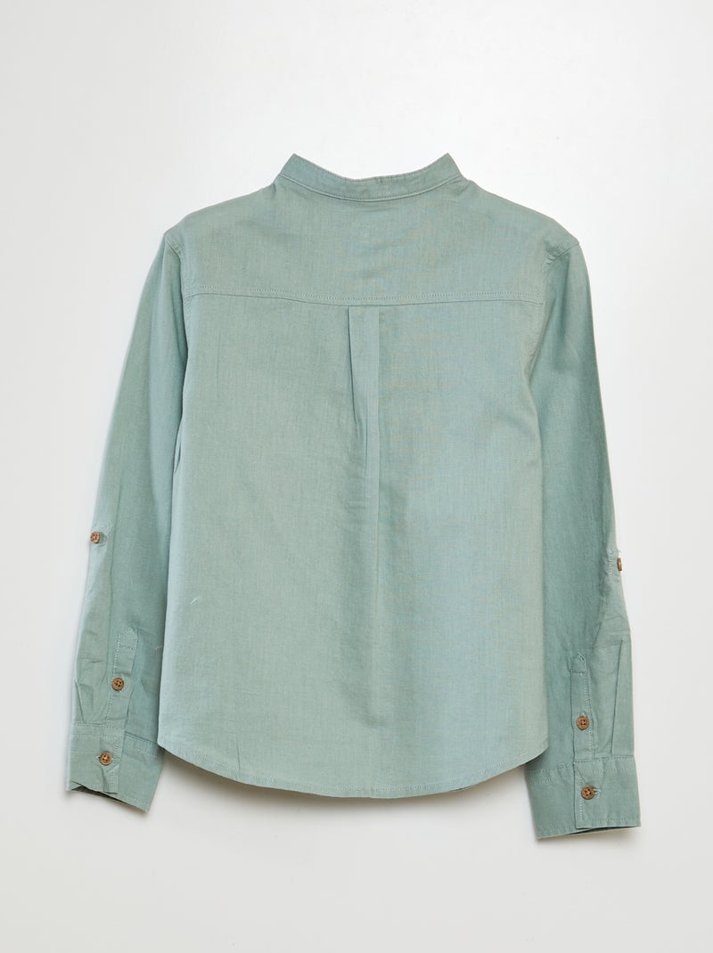 Chemise en lin mélangé VERT - Kiabi