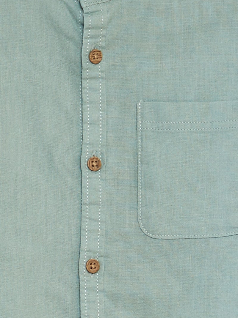 Chemise en lin mélangé VERT - Kiabi