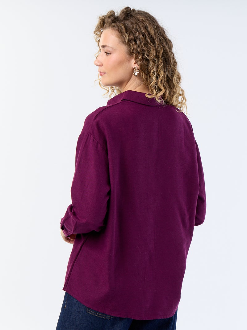 Chemise en lin mélangé Violet - Kiabi