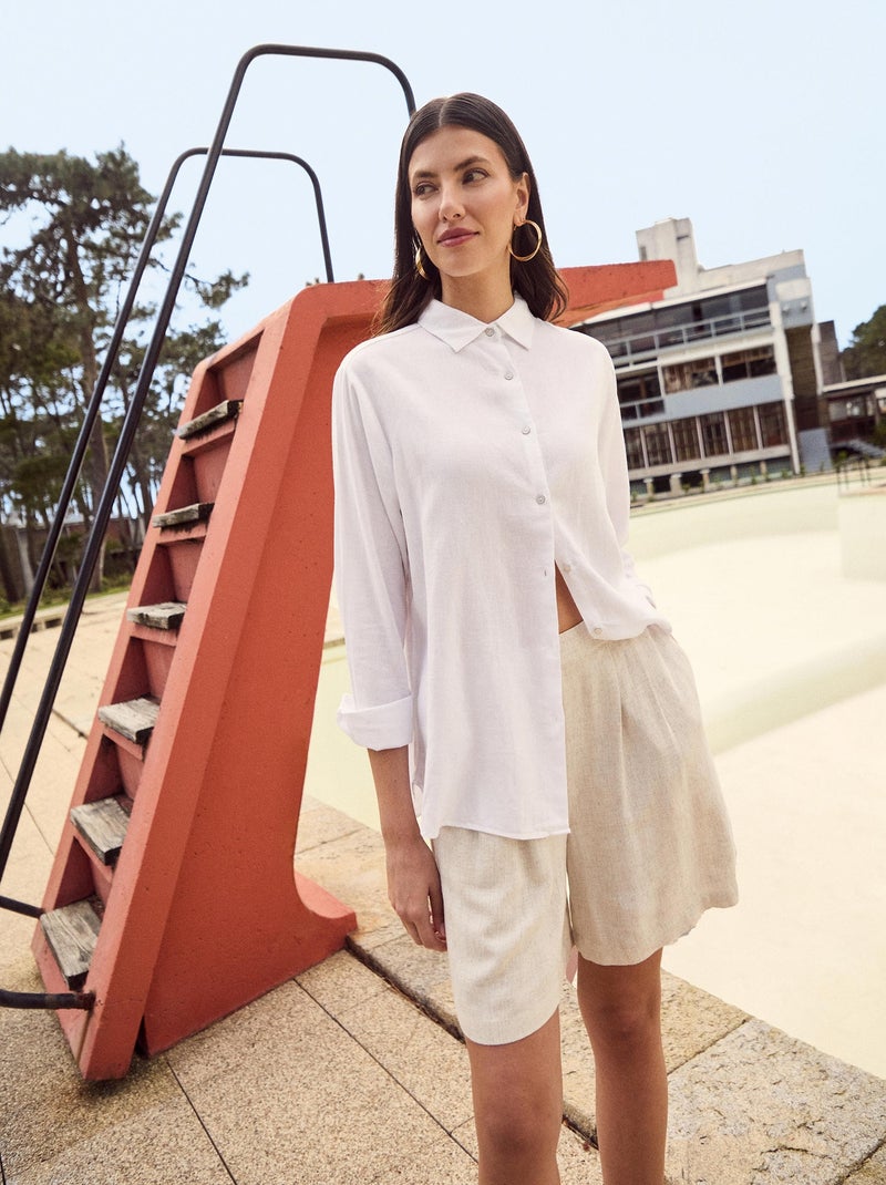 Chemise en lin MO Fashion Blanc - Kiabi