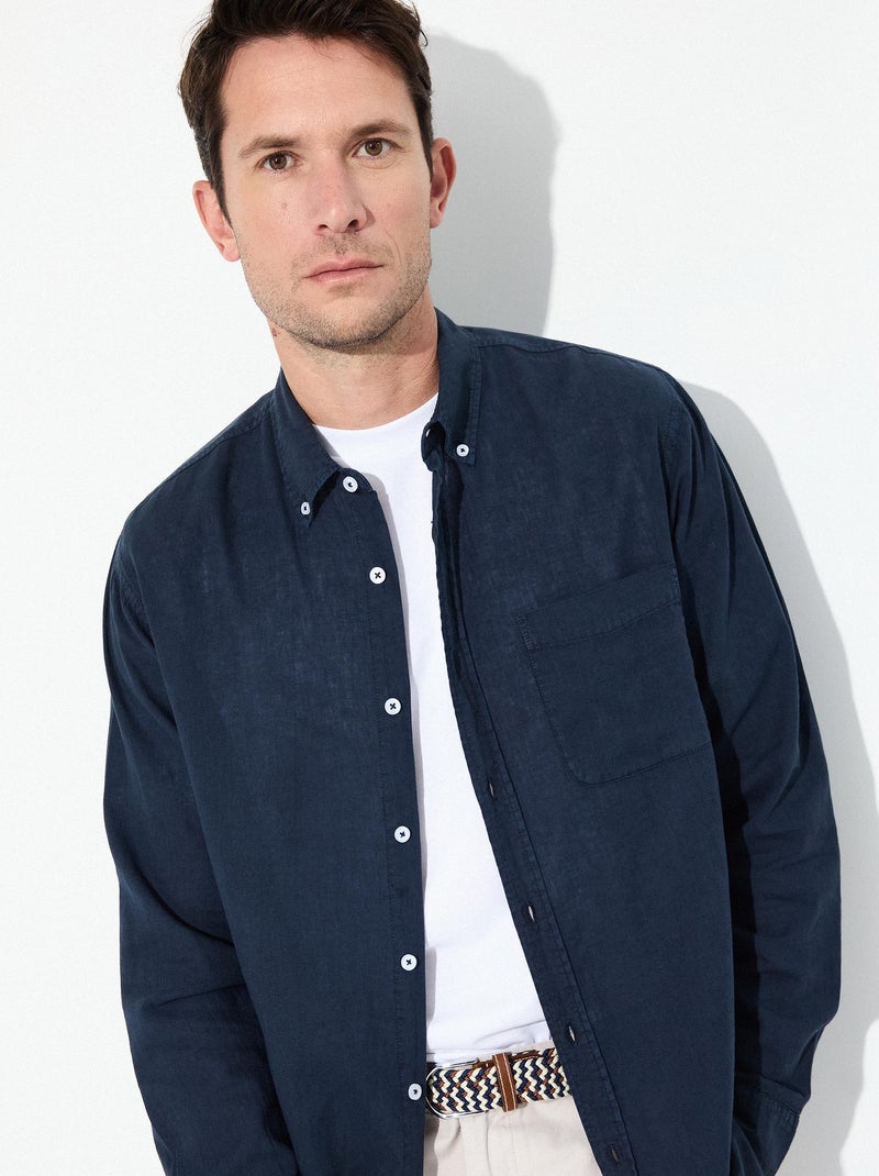 Chemise en lin MO Fashion Bleu - Kiabi