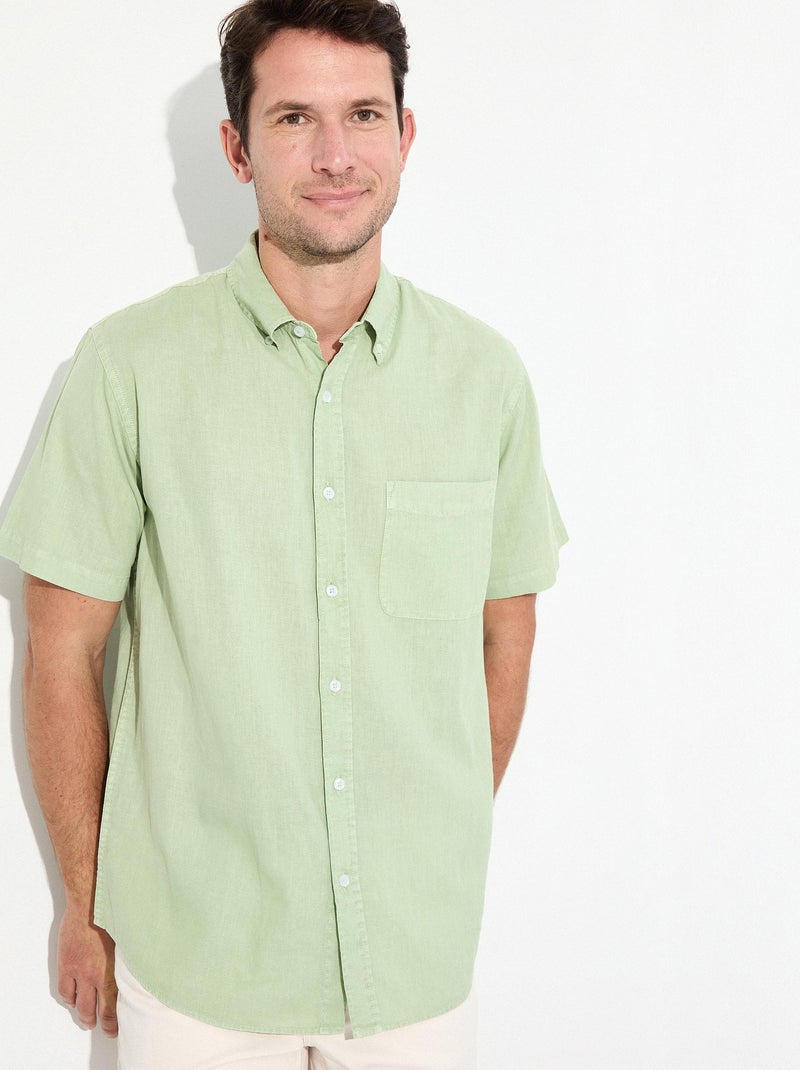 Chemise en lin MO Fashion Vert - Kiabi