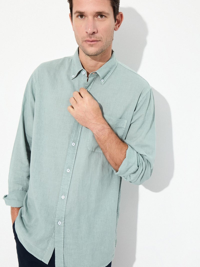 Chemise en lin MO Fashion Vert - Kiabi