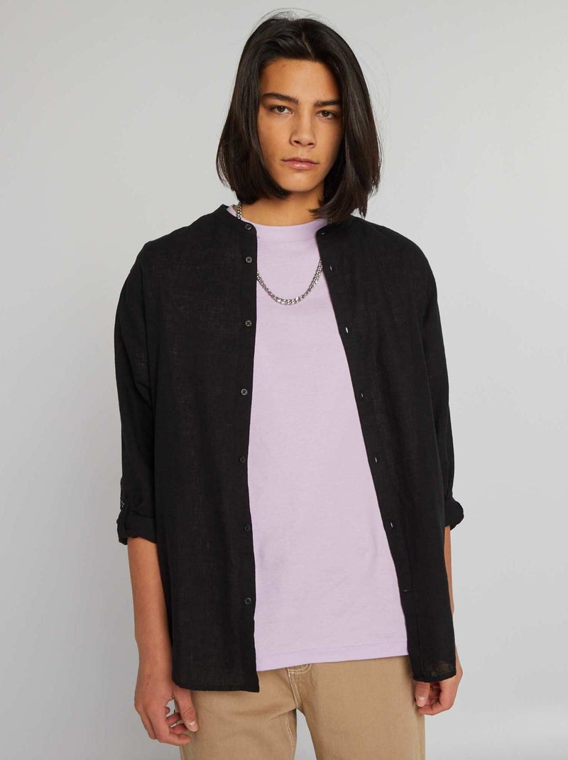 Chemise en lin noir - Kiabi