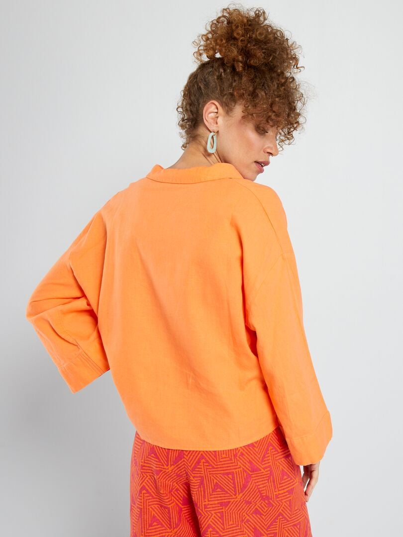 Chemise en lin Orange - Kiabi