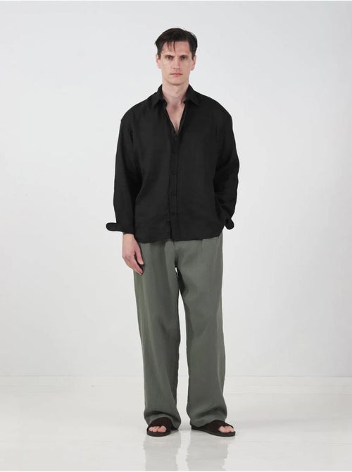 Chemise en lin oversize à boutons giesto - Kiabi Chemise en lin oversize à boutons giesto - Kiabi