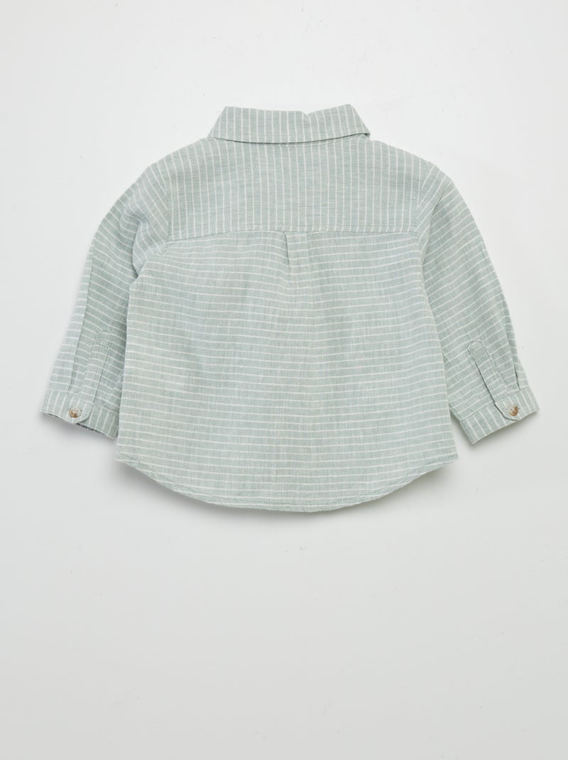 Chemise en lin rayée Vert - Kiabi