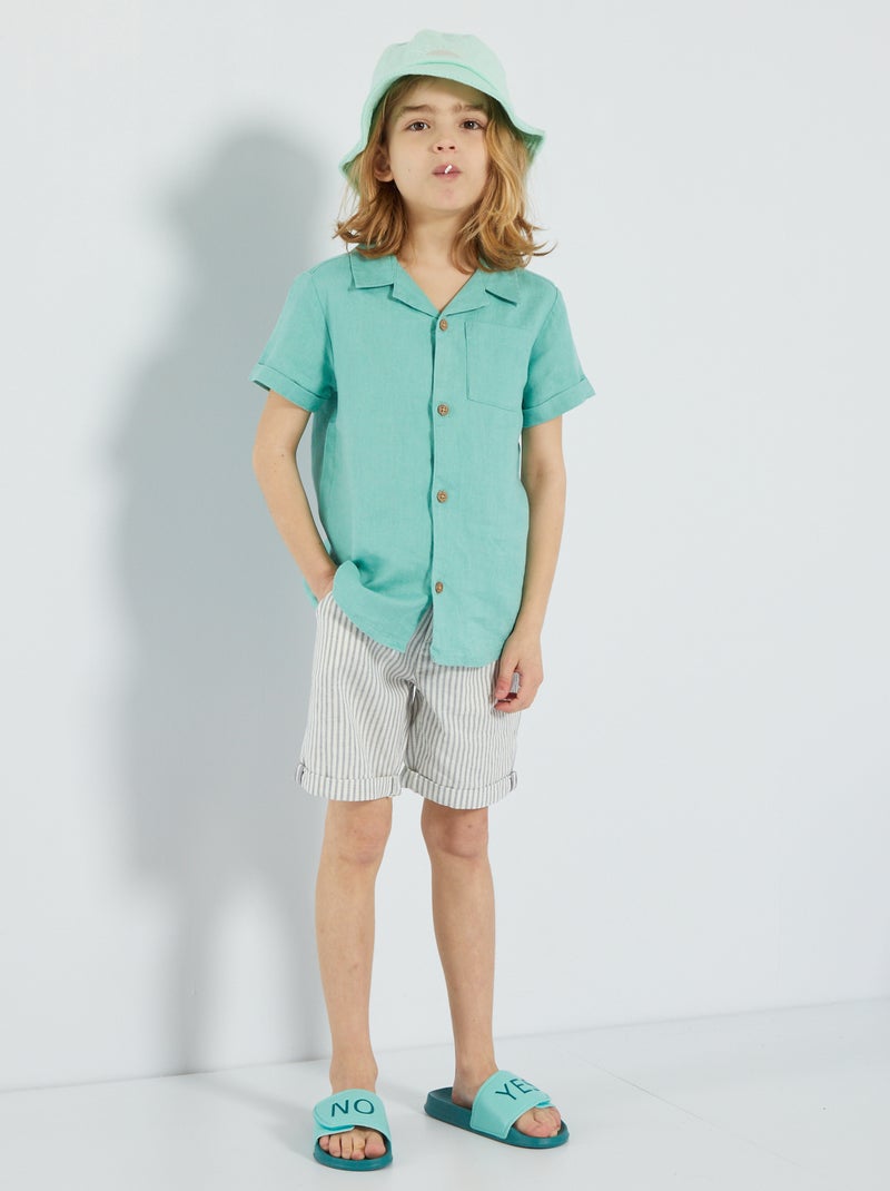 Chemise en lin regular fit vert de gris - Kiabi
