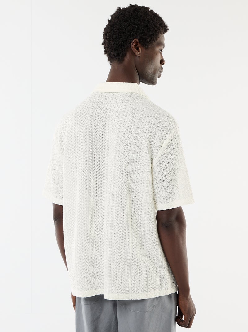 Chemise en maille ajourée et à manches courtes Blanc - Kiabi