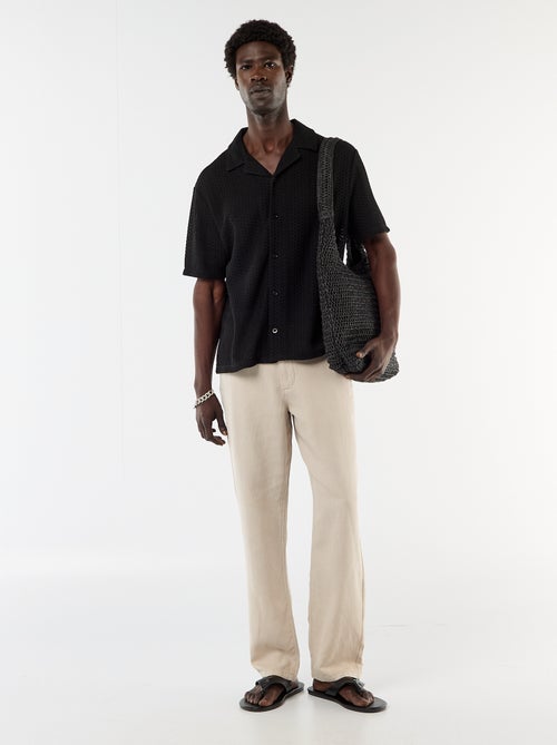 Chemise en maille ajourée et à manches courtes - Kiabi