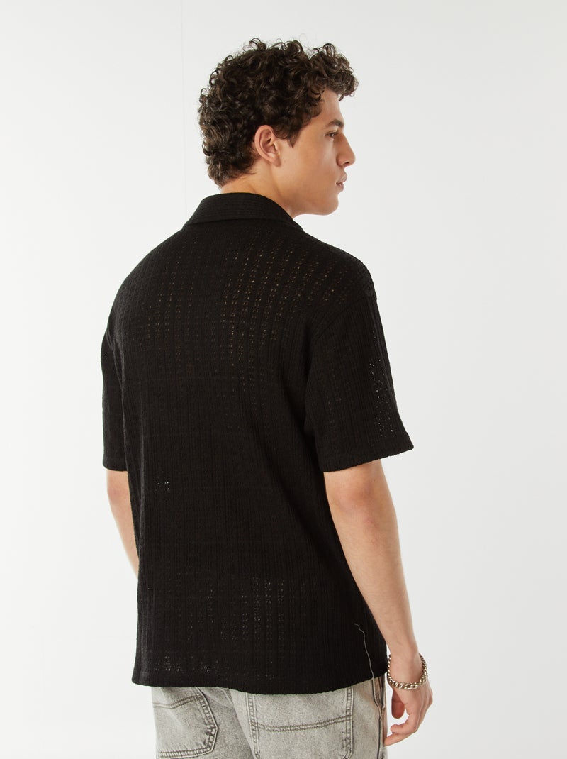 Chemise en maille ajourée manches courtes NOIR - Kiabi