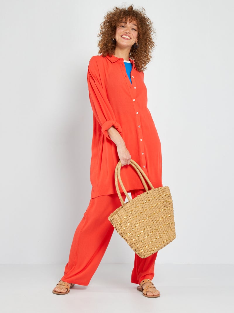 Chemise en maille crêpée Rose - Kiabi