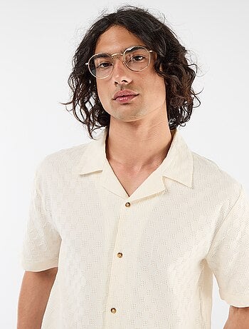 Chemise en maille fantaisie à manches courtes