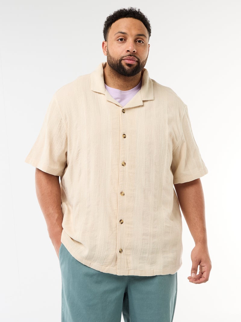 Chemise en maille fantaisie à manches courtes Blanc - Kiabi