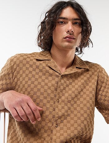 Chemise en maille fantaisie à manches courtes