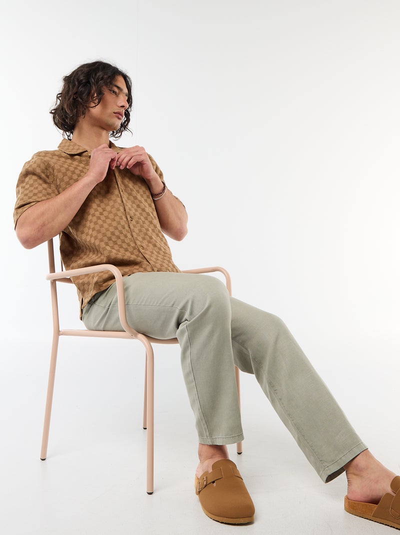 Chemise en maille fantaisie à manches courtes Marron - Kiabi