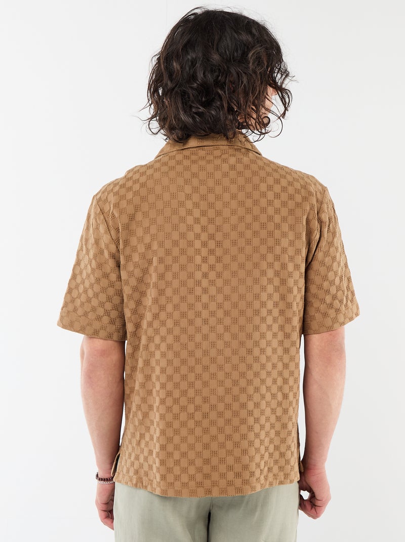 Chemise en maille fantaisie à manches courtes Marron - Kiabi