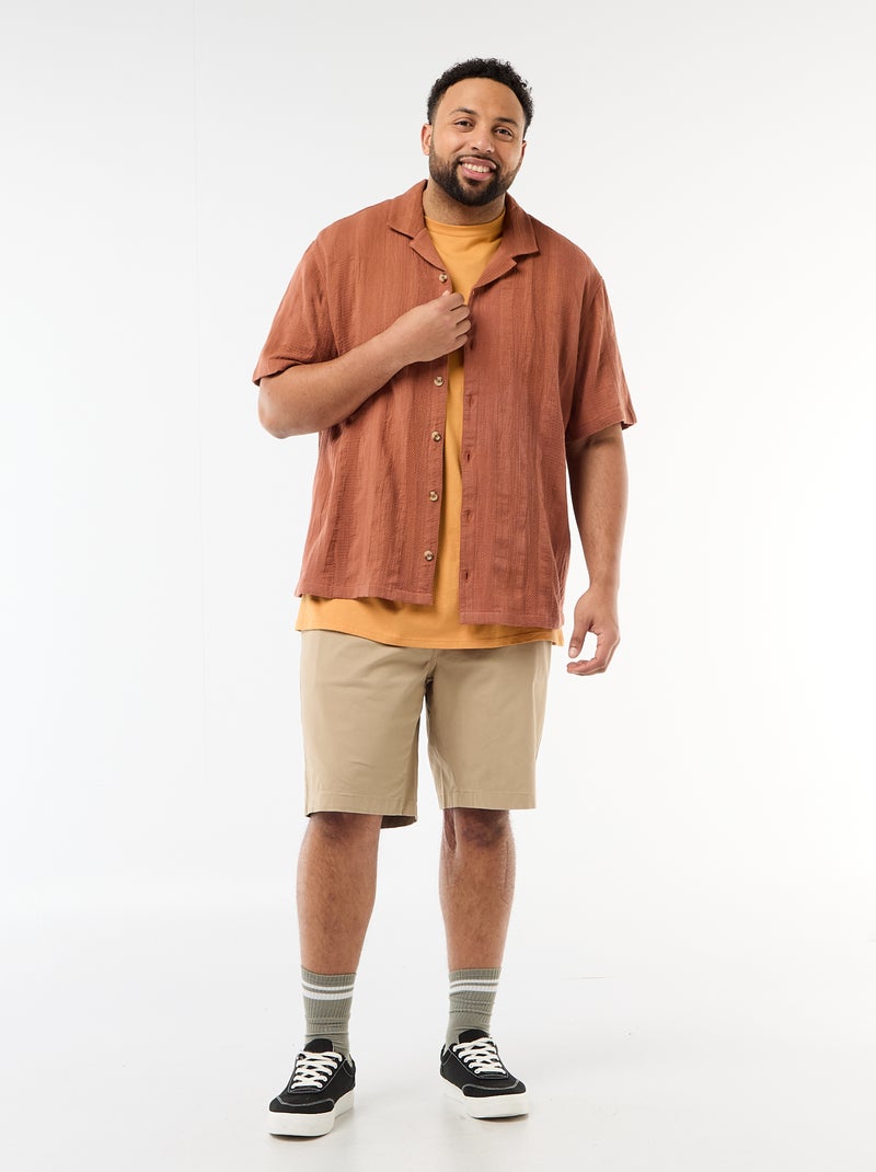Chemise en maille fantaisie à manches courtes Marron - Kiabi