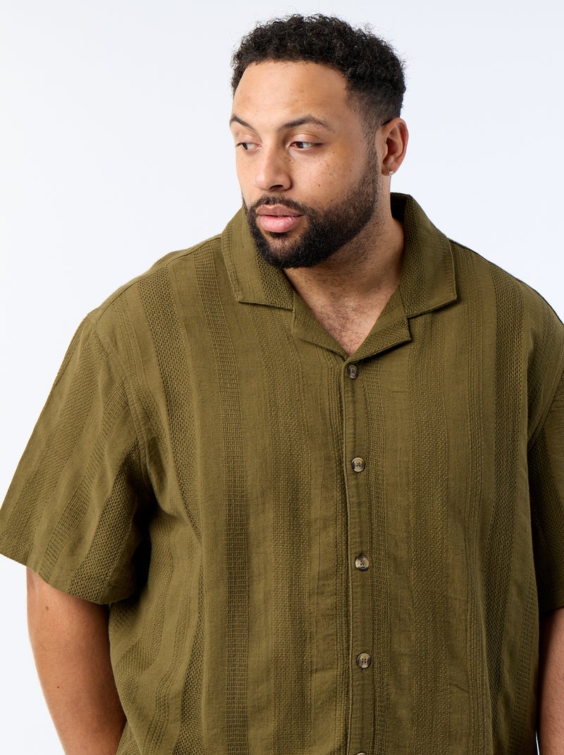 Chemise en maille fantaisie à manches courtes Vert - Kiabi