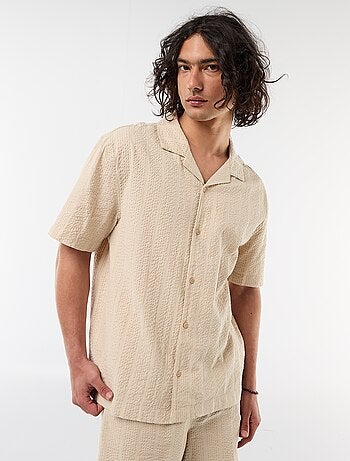 Chemise en maille gaufrée à manches courtes