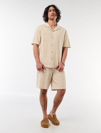 Chemise en maille gaufrée à manches courtes