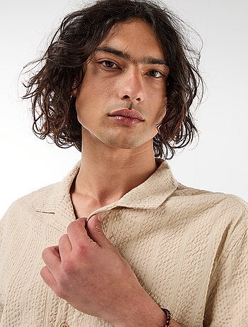 Chemise en maille gaufrée à manches courtes