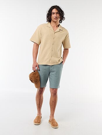Chemise en maille gaufrée à manches courtes