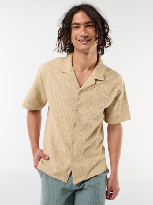 Chemise en maille gaufrée à manches courtes - Kiabi