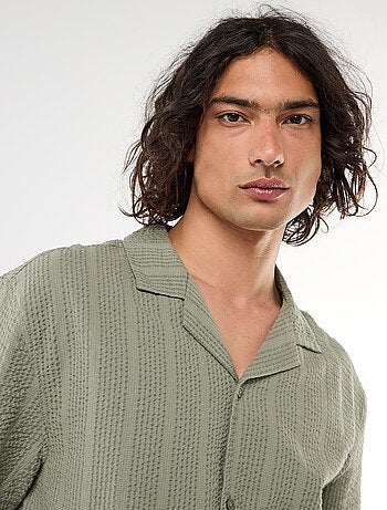 Chemise en maille gaufrée à manches courtes