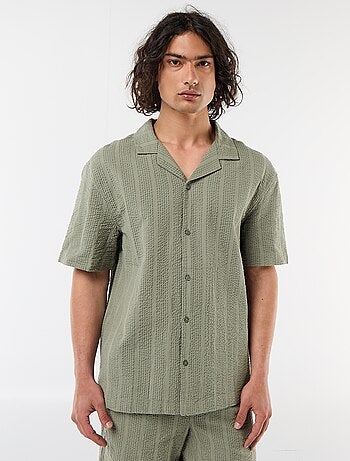 Chemise en maille gaufrée à manches courtes