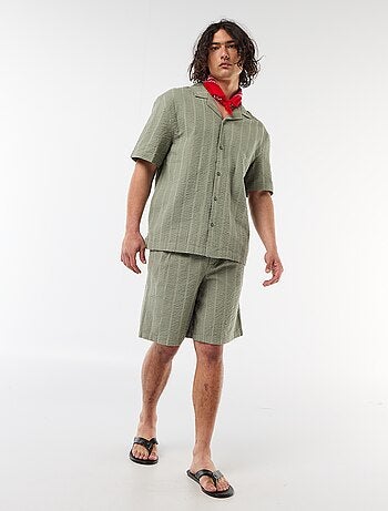 Chemise en maille gaufrée à manches courtes