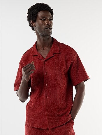 Chemise en maille gaufrée à manches courtes