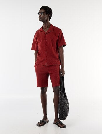 Chemise en maille gaufrée à manches courtes