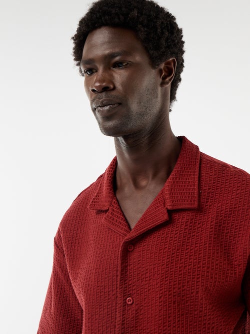 Chemise en maille gaufrée à manches courtes - Kiabi