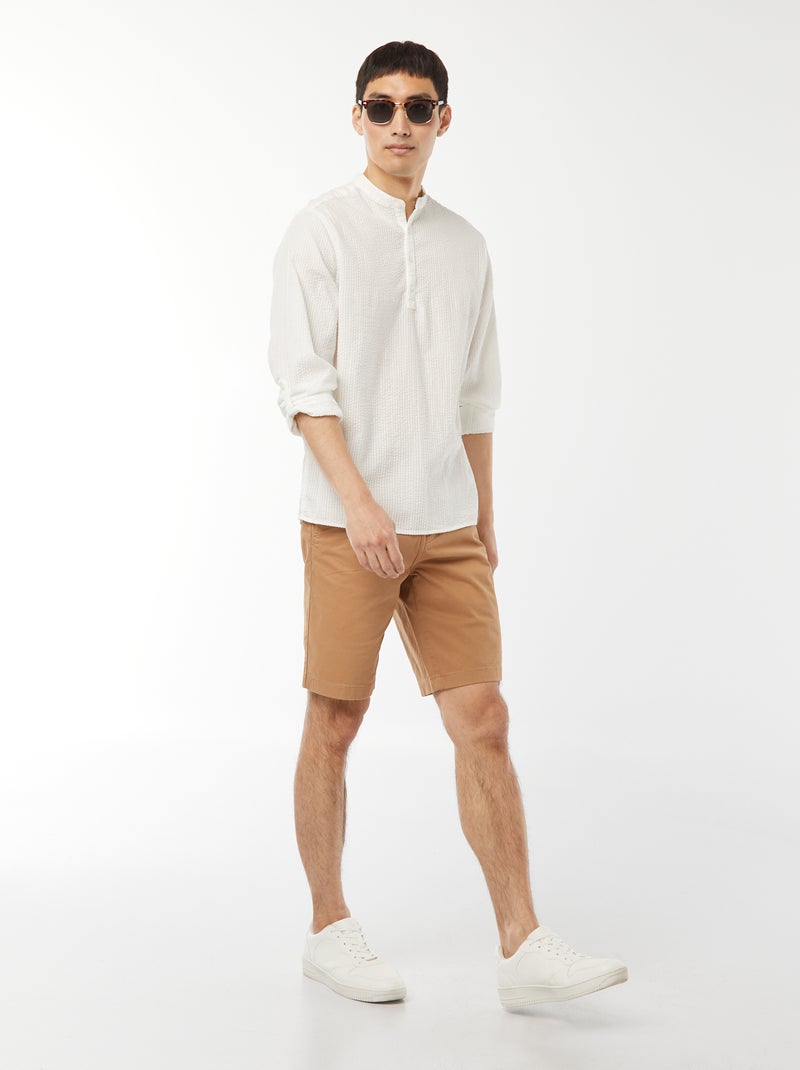 Chemise en maille gaufrée Blanc - Kiabi