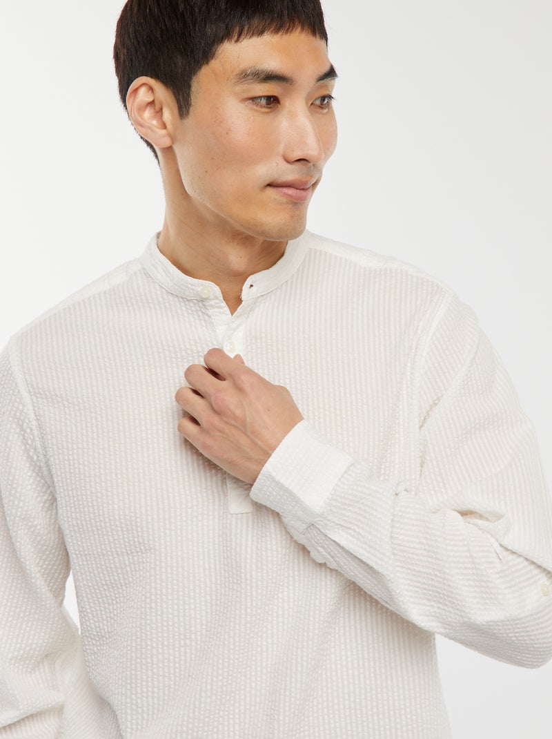 Chemise en maille gaufrée Blanc - Kiabi