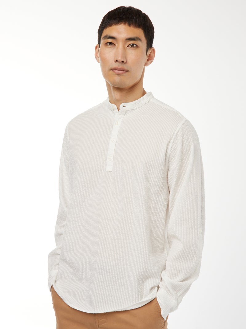 Chemise en maille gaufrée Blanc - Kiabi