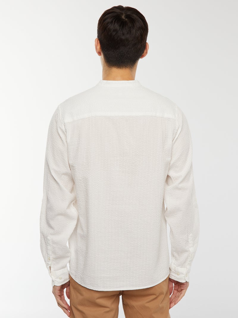Chemise en maille gaufrée Blanc - Kiabi