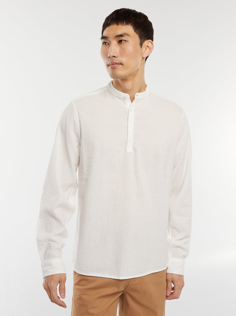 Chemise en maille gaufrée Blanc - Kiabi