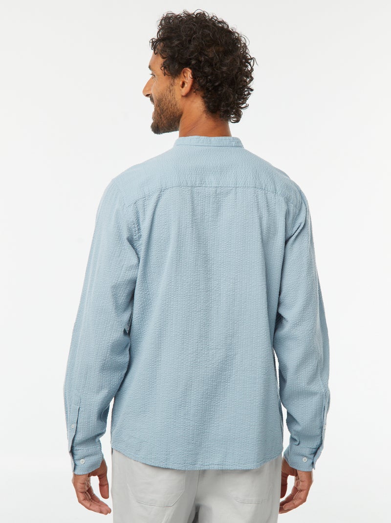 Chemise en maille gaufrée Bleu - Kiabi