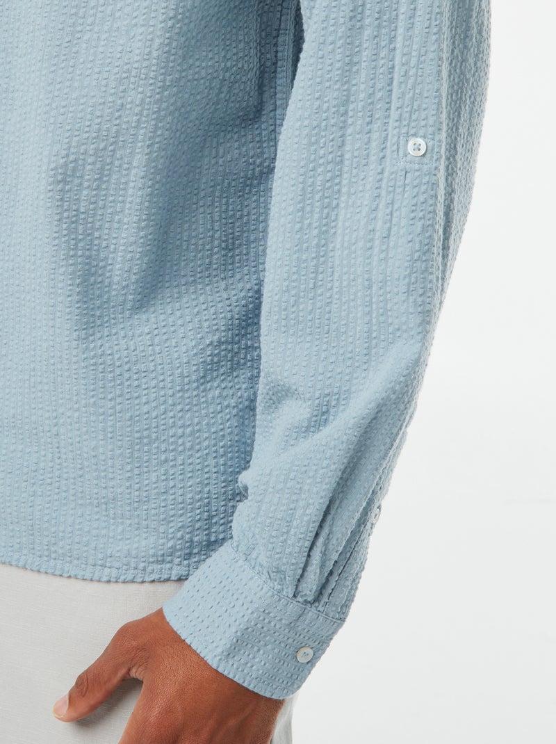 Chemise en maille gaufrée Bleu - Kiabi