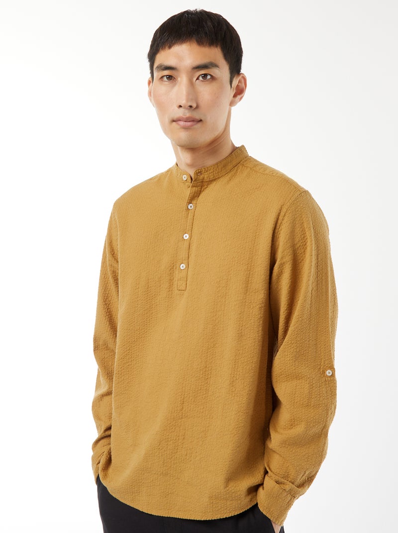 Chemise en maille gaufrée Vert - Kiabi