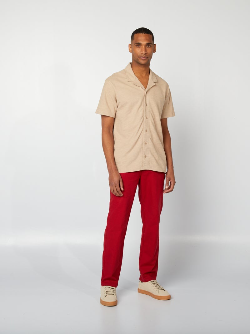 Chemise en maille manches courtes beige - Kiabi