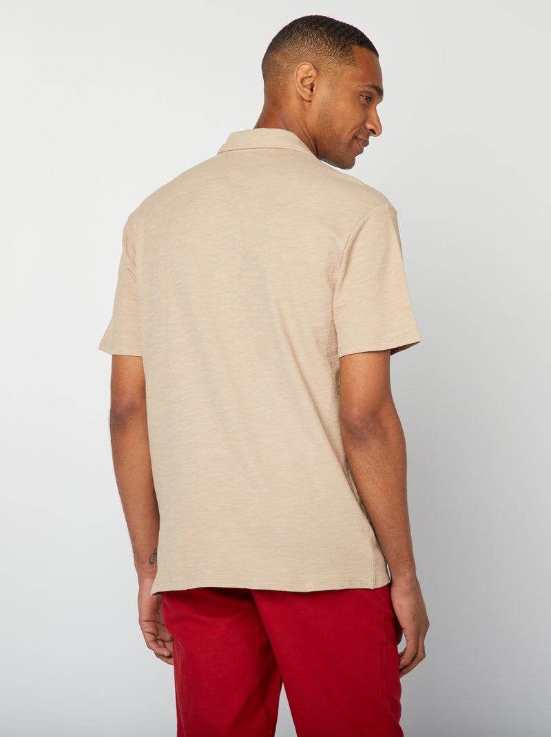 Chemise en maille manches courtes beige - Kiabi