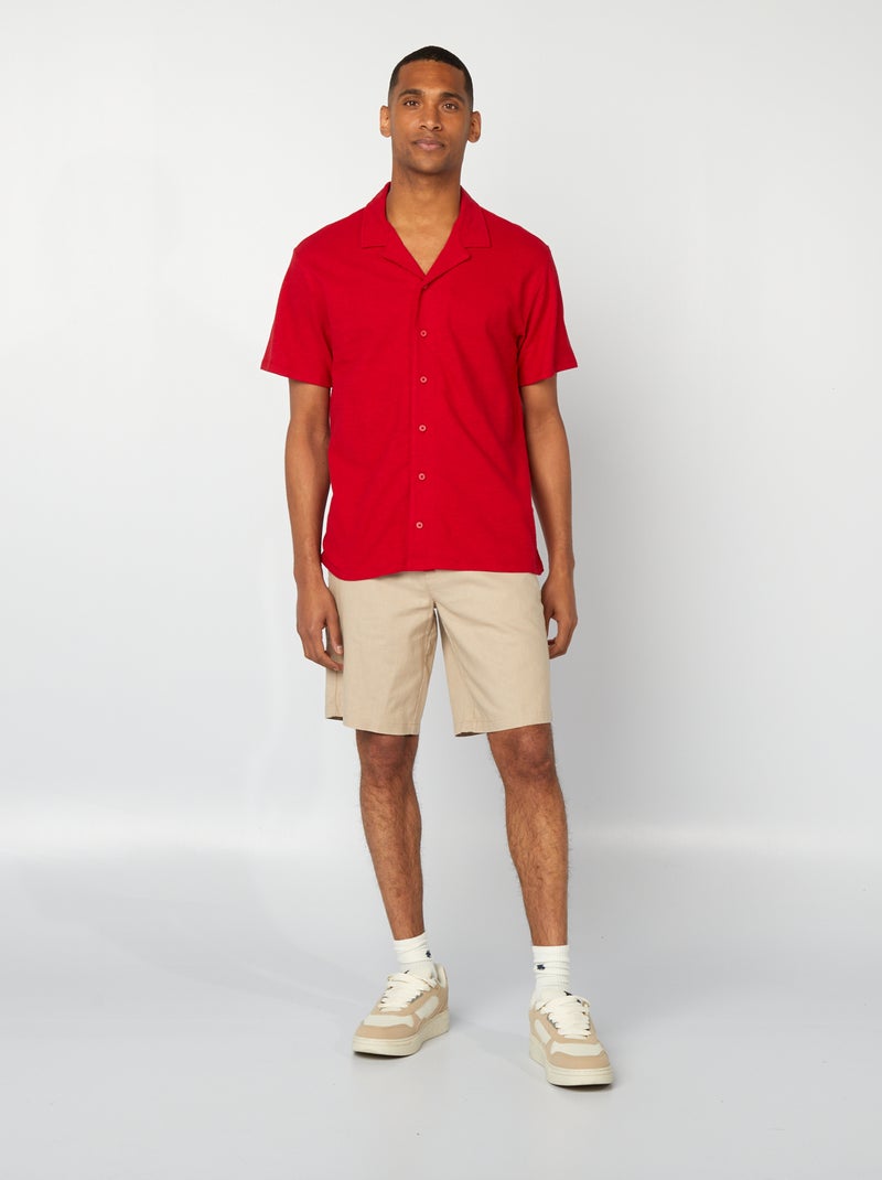 Chemise en maille manches courtes rouge - Kiabi