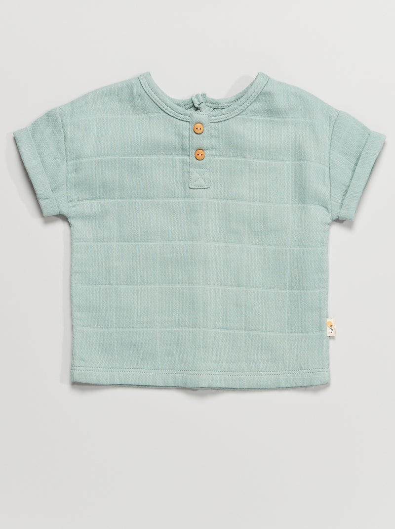 Chemise en maille piquée Vert d'eau - Kiabi
